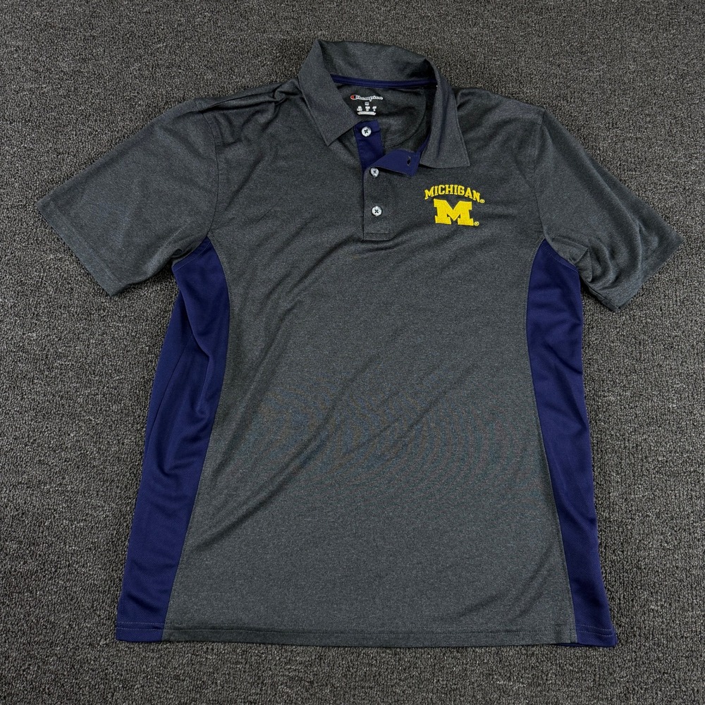 Michigan Polo Mens M Gray NCAA Football Champion EUC